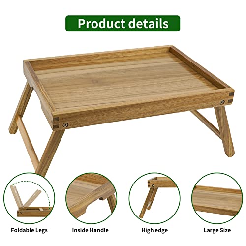 Acacia Bed Tray Table with Folding Legs