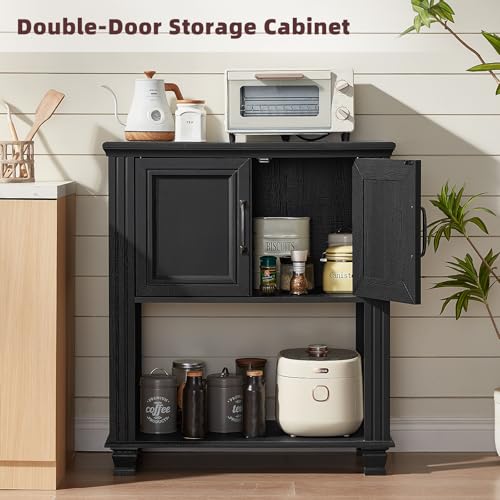 Farmhouse Coffee Bar Cabinet with Open Shelf