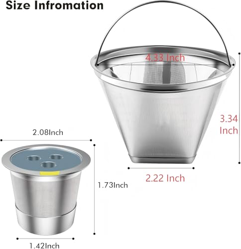 Stainless Steel Reusable Coffee Filter Compatible with Coffee Maker (3 Count)