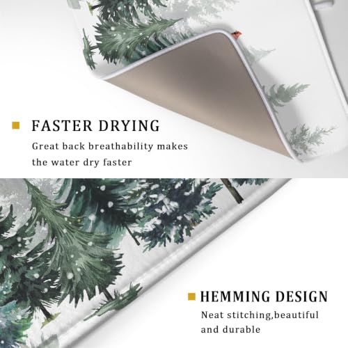 Green Pine Tree Forest Dish Drying Mat for Kitchen Counter