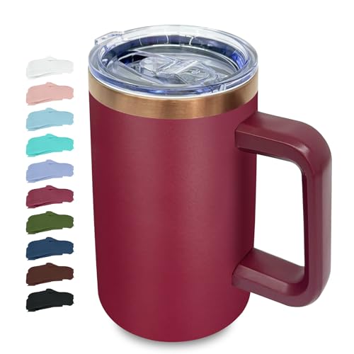 22oz Insulated Coffee Mug Bulk with Handle and Lid Red