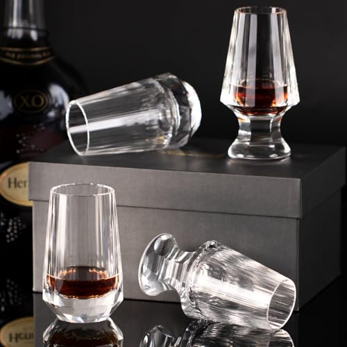Crystal Whiskey Glasses Set of 2 Handcrafted Shot Glasses Stemless (2 Count)