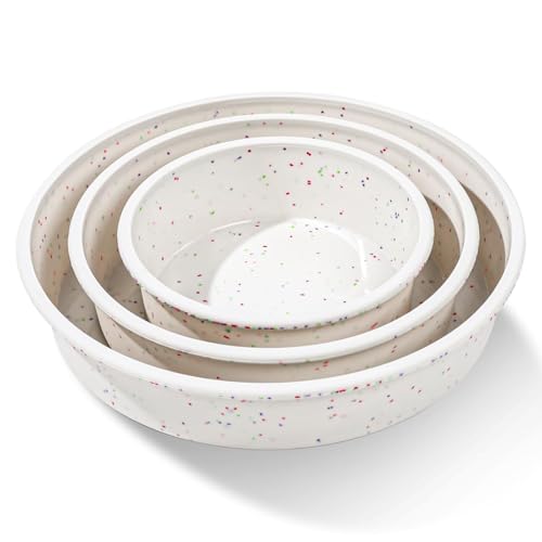 6/8/10 Inch Cake Pan Set, 3 Pack Silicone Mold with Steel Frame (3 Count)