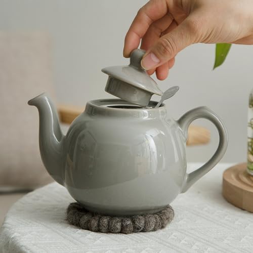 Farmhouse 4 Cup Ceramic Teapot with Removable Infuser and Lid
