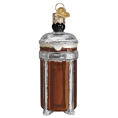 French Coffee Press Glass Blown Ornament for Christmas Tree