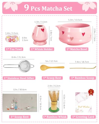 Pink Matcha Whisk Set with Matcha Bowl