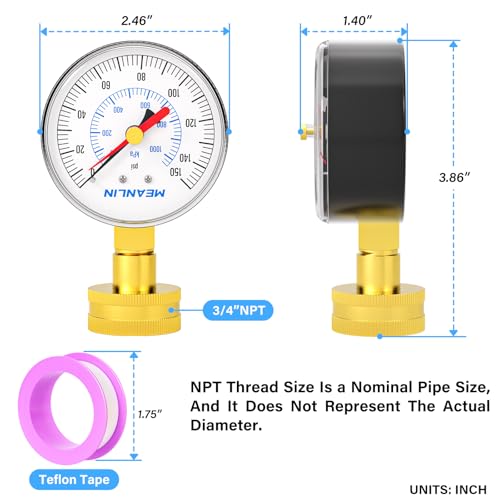 0~150Psi 3 4" Female Water Pressure Test Gauge