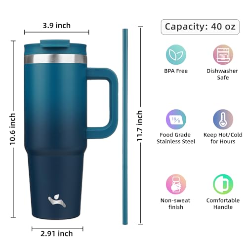 40 oz Insulated Tumbler Water Bottle with Handle