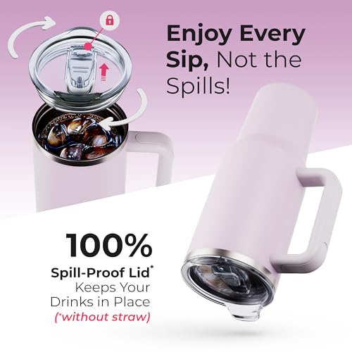 40 oz Tumbler With Handle and Straw Made of Stainless Steel