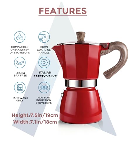 Moka Pot Stovetop Espresso Set & Cuban Coffee Maker 6 (10.2 Ounce)