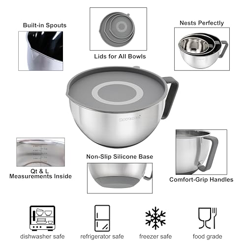 Stainless Steel Mixing Bowls Set with Lids