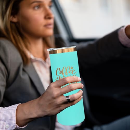 20 oz Skinny Tumblers Bulk with Lids and Straws Mint Green