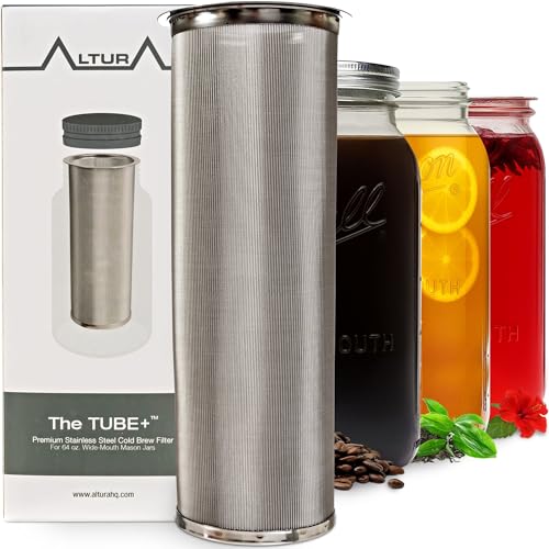 The TUBE+ Cold Brew Coffee Maker and Tea Infuser for Wide Mouth Mason Jars
