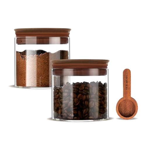 17 oz Coffee Canister with Scoop and Wooden Lids