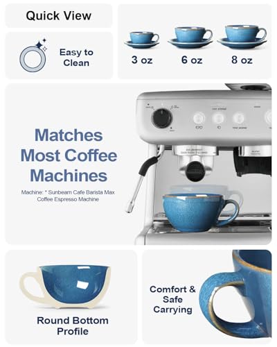 6 oz Cappuccino Cups with Saucers (4 Count)