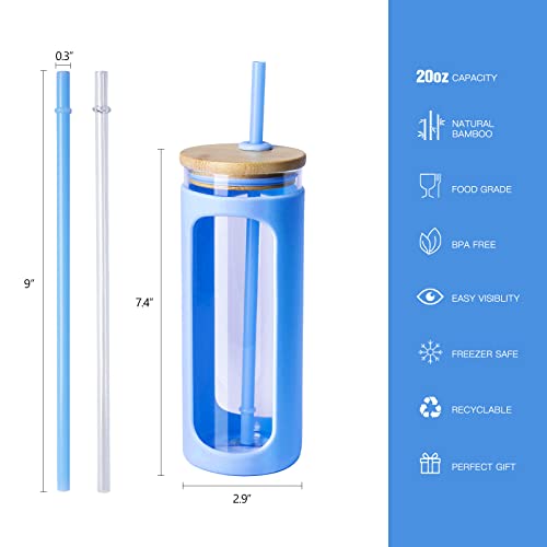 20oz Glass Tumbler with Straw and Lid