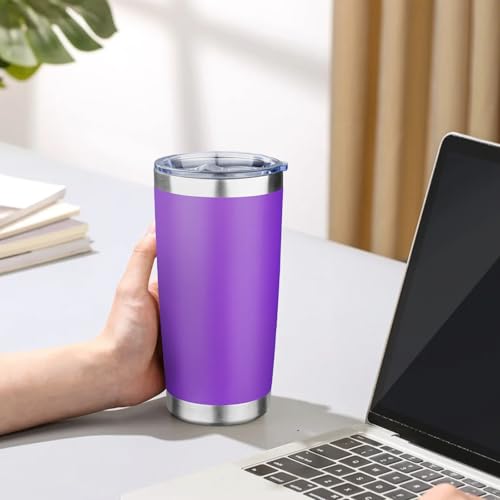 20oz Tumbler with Lid Double Wall Vacuum Insulated Travel Coffee Mug Stainless Steel Thermal Cup Powder Coated Sturdy Coffee Tumbler Bulk for Hot and Cold Beverages (6 Count)
