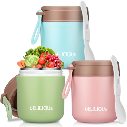 3 Pack Insulated Food Jar Set for Kids 15.2oz Insulated Food Container
