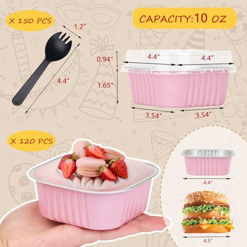120 Pack 10oz Mini Cake Pans with Lids and Spoons for Bake Sales (120 Count)