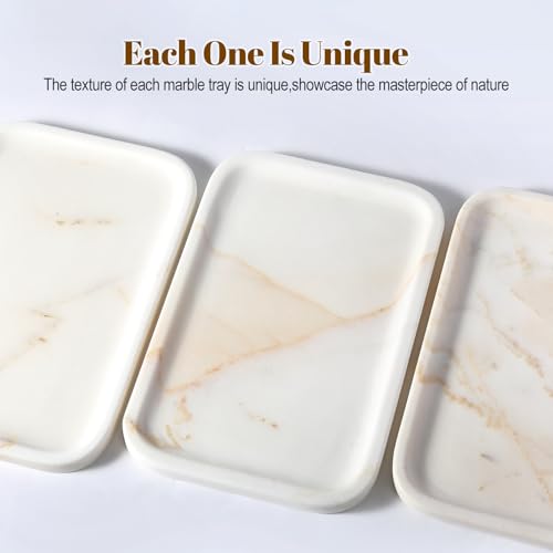 Marble Tray 12"x8" Natural Marble Vanity Tray for Countertop Bathroom Kitchen Dresser