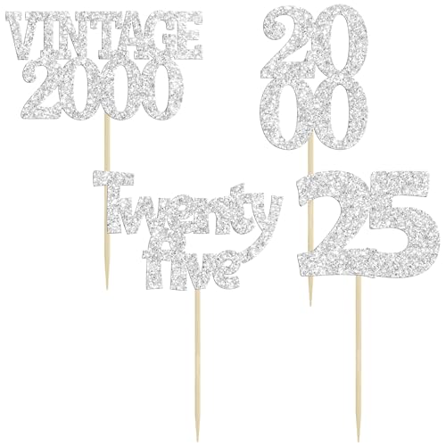 24Pcs 25th Birthday Cupcake Toppers Glitter Twenty (24 Count)