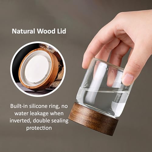 18 oz 550 ml Clear Glass Storage Canister with Airtight Wooden Lid
