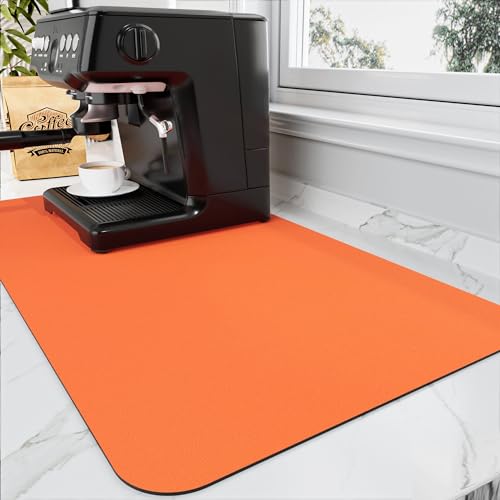 Coffee Mat Absorbent Hide Stain Rubber Backed Dish Drying Mat for Kitchen Counter