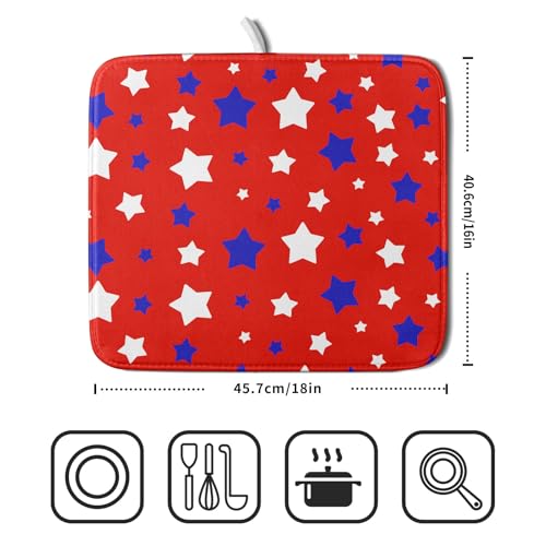 Fourth of July Independence Memorial Dish Drying Mat for Kitchen Counter