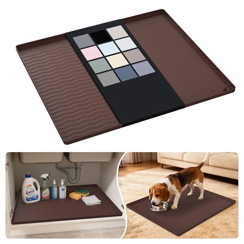 Waterproof Silicone Under Sink Mat 25'' x 22'' Shelf Liner for Kitchen and Bathroom