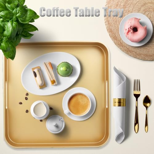 Gold Square Decorative Tray with Handles