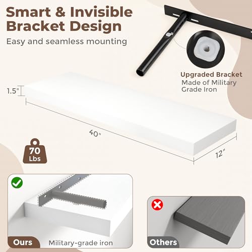 12 Inch Deep Floating Shelves (2 Count)