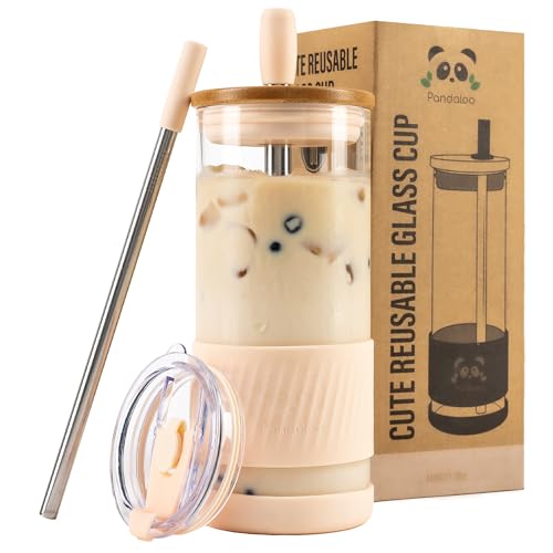 Glass Cups With Lids and Straws