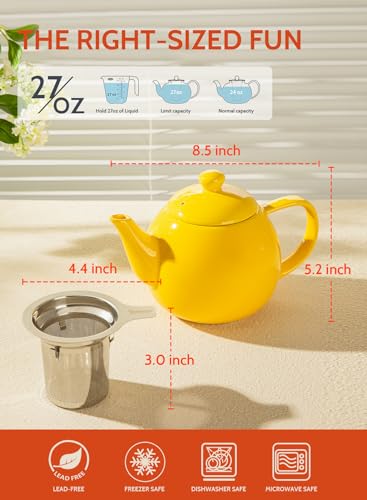 Teapot Porcelain Tea Pot with Stainless Steel Infuser