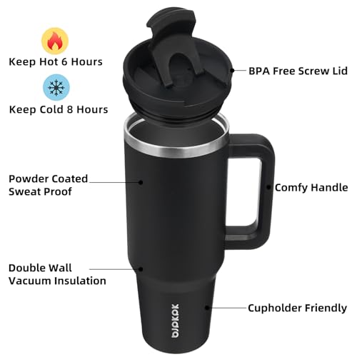 40 oz Insulated Tumbler with Handle & Straw