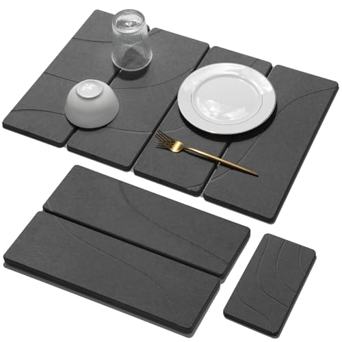 Large Stone Dish Drying Mat for Kitchen Counter (2 Count)