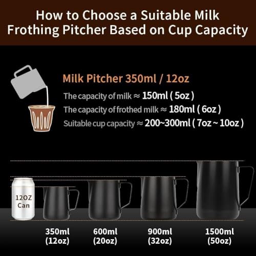 12oz Milk Frothing Pitcher Stainless Steel Espresso Steaming Jug