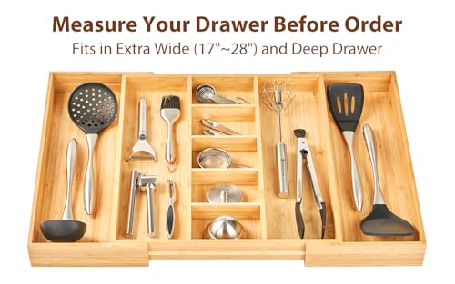 Extra Large Expandable Kitchen Drawer Organizer for Utensil and Junk