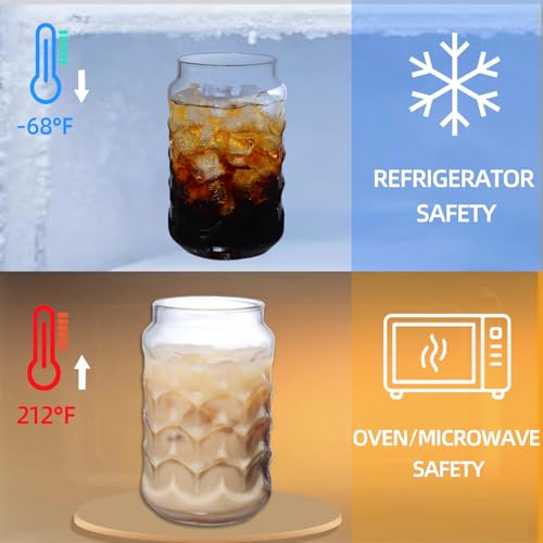 Glass Cups with Lids & Glass Straws 2PCS Set 18oz
