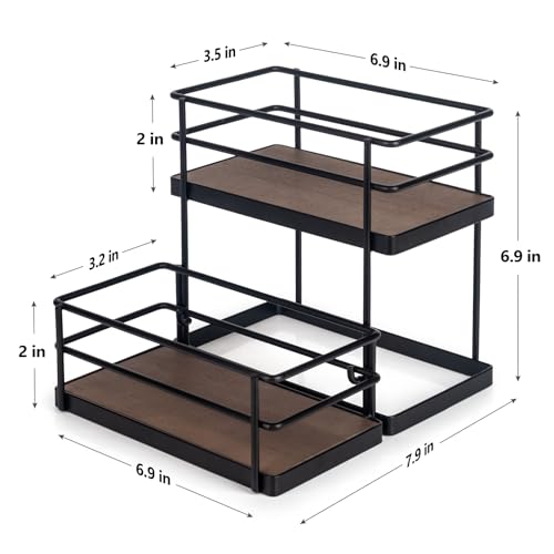 4 Bottle Capacity Coffee Syrup Organizer 2 Tier Coffee Syrup Stand Shelf for Coffee Bar Kitchen Small Wine Rack for Bar Family Storage for Syrup Wine Dressing (13.6 inch(es))