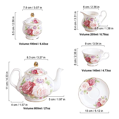 European Vintage Floral Porcelain Coffee Set