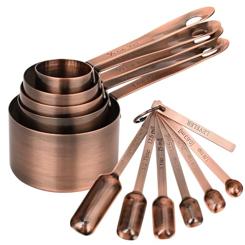 Copper Plated Measuring Cups and Spoons Set