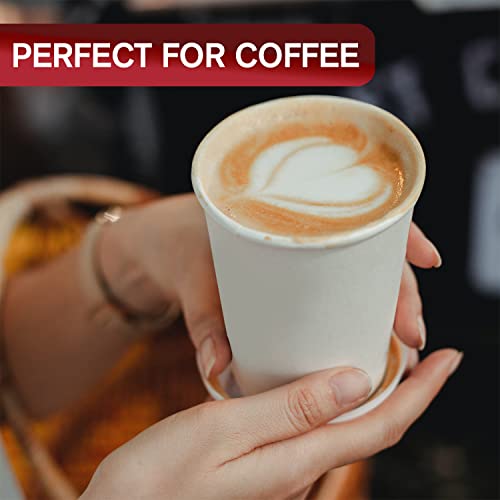 White Disposable Paper Coffee Cups with Lids (100 Count)