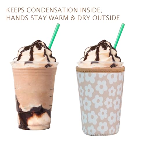 Reusable Insulated Neoprene Iced Coffee Cup Sleeve (3 Count)