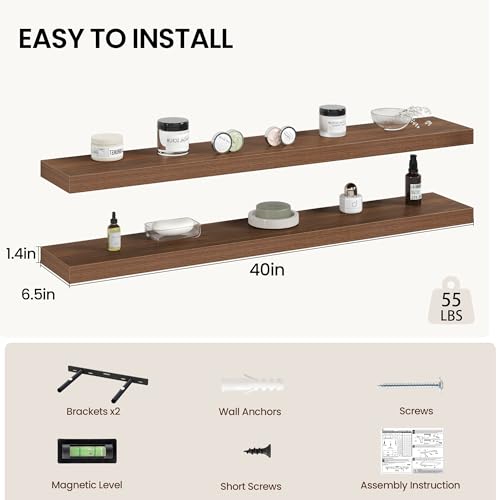40 Inch Floating Shelves Wall Mounted for Display (2 Count)