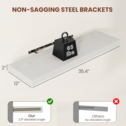 Deep Floating Shelves 36x12” Set of 2 (2 Count)