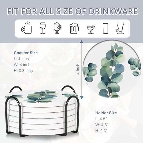 6 Pcs Coasters for Drinks with Holder