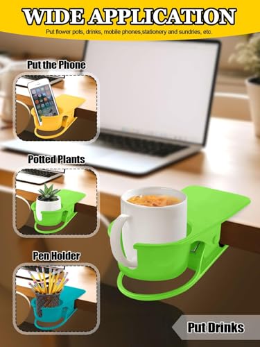 3PCS Drinking Cup Holder Clip Kalolary Chair Desk Bottle Cup Stand DIY Glass Clamp Storage Saucer Clip with Groove for Potted Plant Beverage Coffee Mug Holder Clip for Home Office (3 Count)
