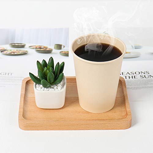 15 oz Disposable Light Brown Paper Coffee Cups Bamboo Fiber 160 Pack (160 Count)