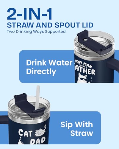 Cat Dad Club Funny 40 oz Tumbler with Handle