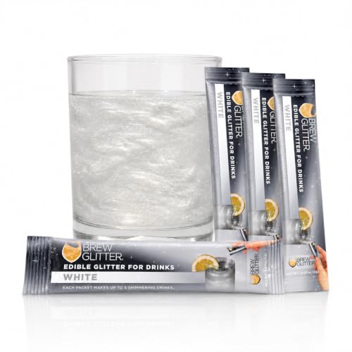 Brew Glitter White Edible Drink Glitter 4 x 2g Packets for Cocktails (4 Count)